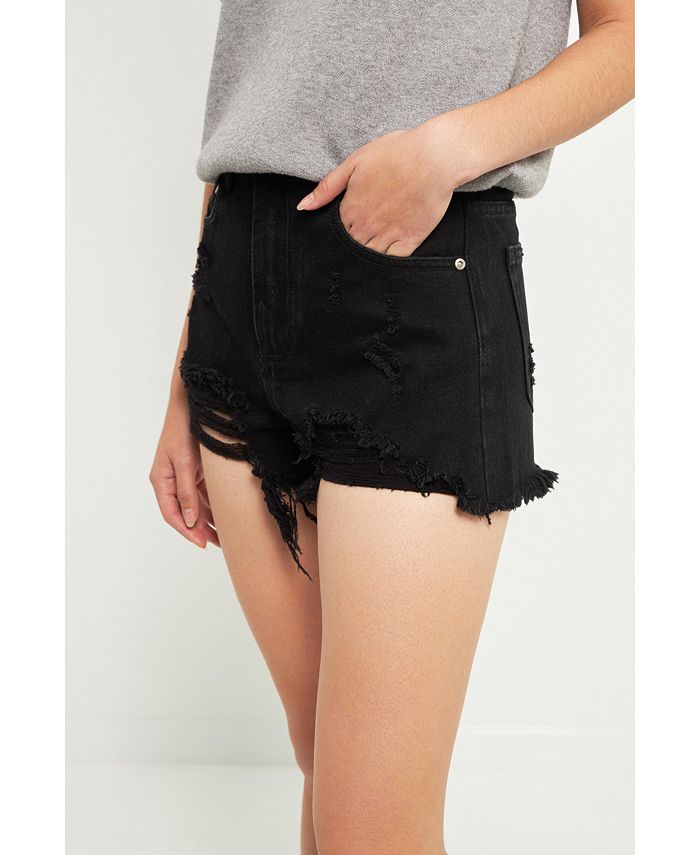Grey Lab Women's Destroyed Denim Shorts Macy's