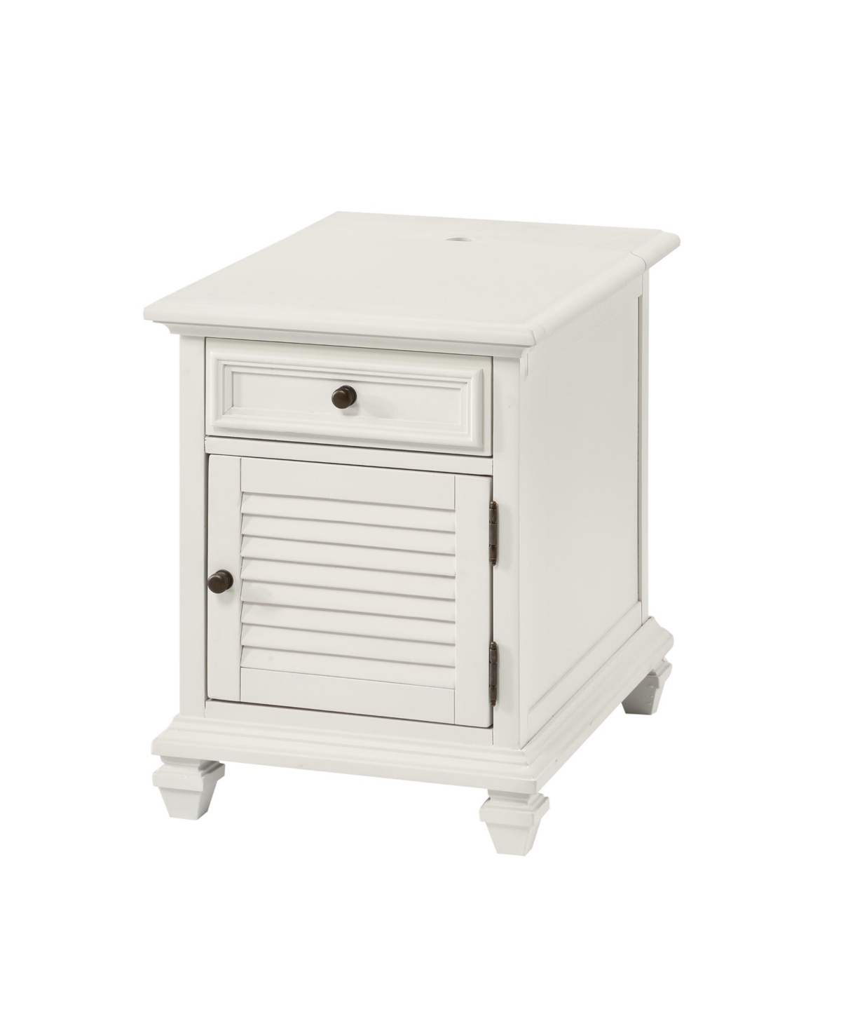Steve Silver Charlestown 18" Wide Wooden Storage End Table With Usb Port In Soft White