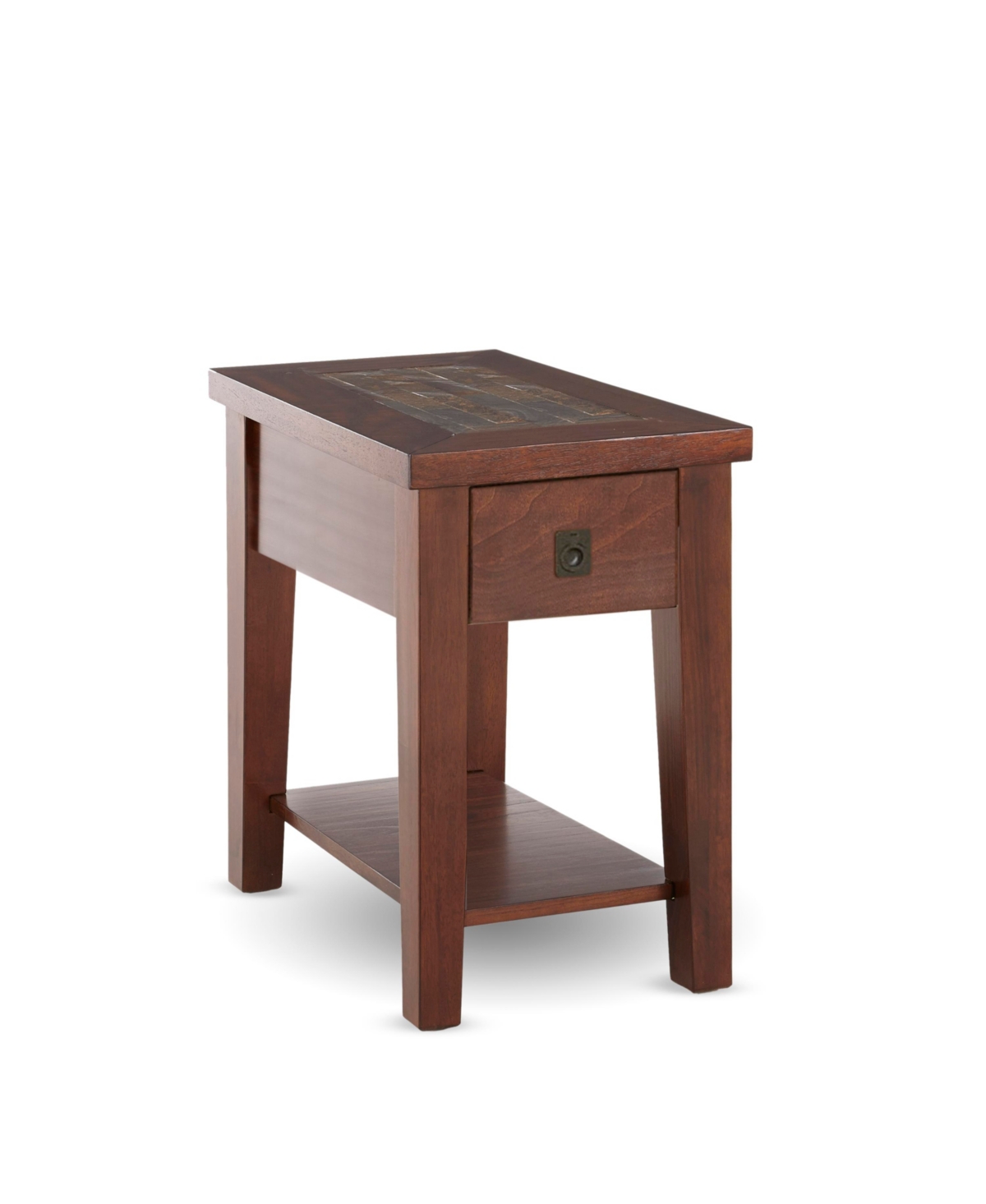 Steve Silver Davenport 13" Wide Wood Chairside End Table In Medium Brown Cherry Finish With Burnishi