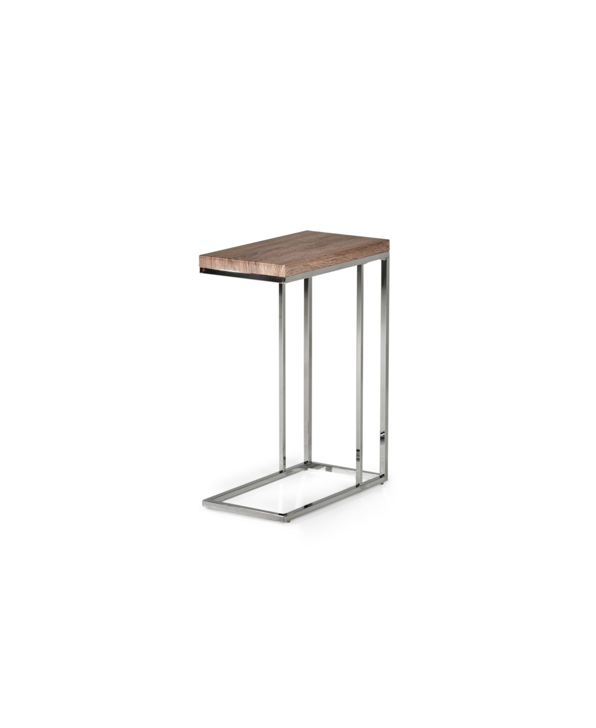 Steve Silver Lucia 10" X 18" Laminate Chairside End Table In Light Driftwood Brown And Chrome