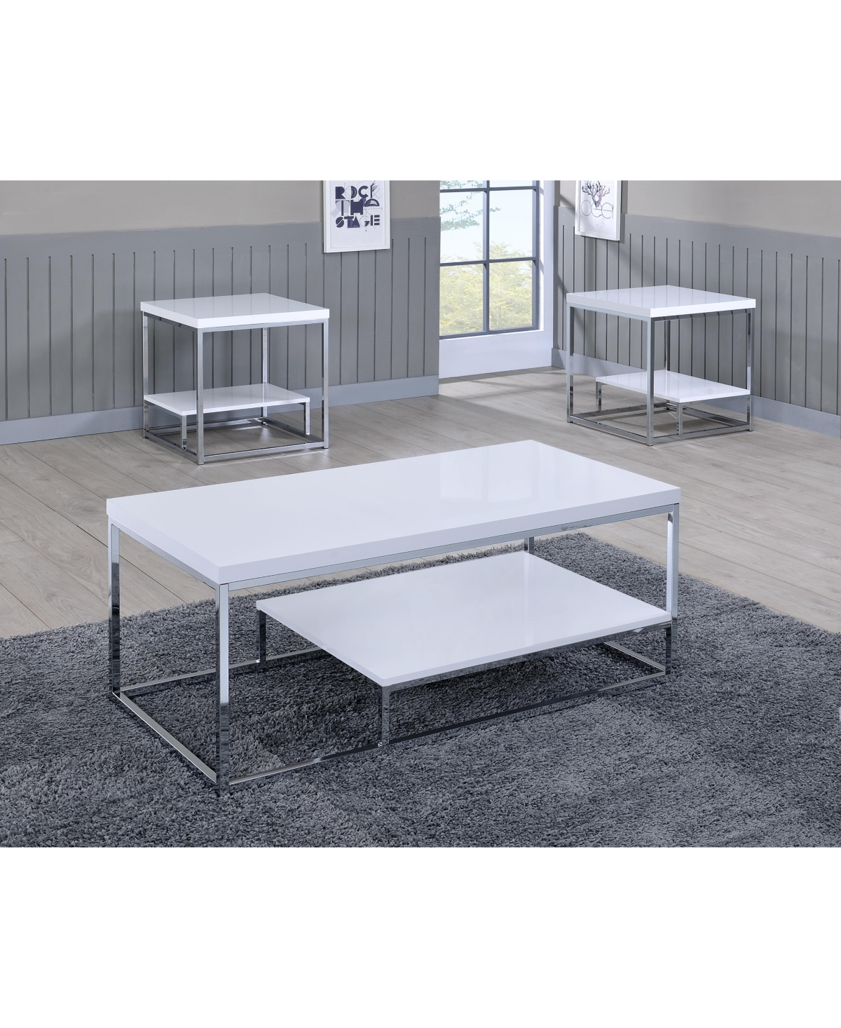 Steve Silver Lucia Laminate End Table - Medium Brown Legs with Gray-Brown Top