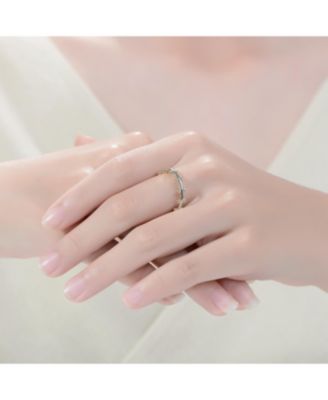 RA White Gold Plated and 14K Gold Plated Bead Band Ring