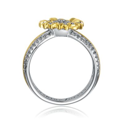 Teens/Women Two-Tone Cubic Zirconia Nature Inspired Ring