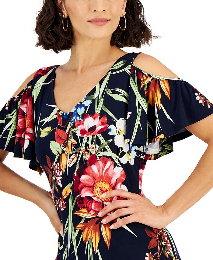 Petite cold shoulder maxi dress shop