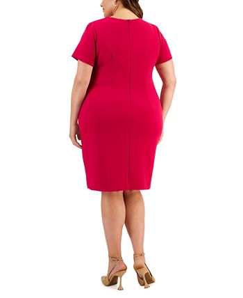 Connected Plus Size Cross-Front Sheath Dress - Macy's
