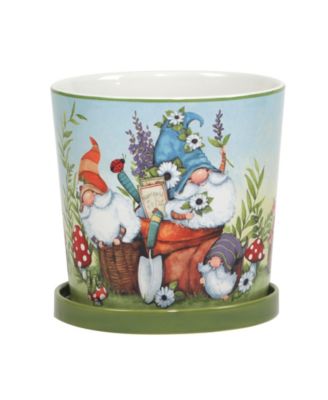 Garden Gnomes 2- Pc Planter Set with Saucer