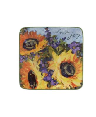 Sunflower Bouquet Set of 4 Canape Plates, 6"