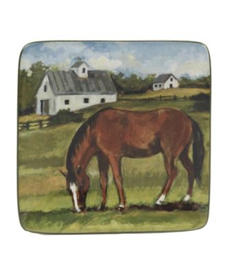 York Stables Set of 4 Canape Plates 6"