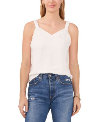 Sam & Jess - Petite Ruched-Strap V-Neck Tank Top