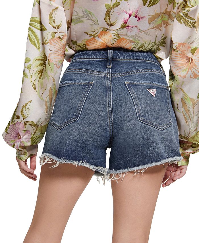 GUESS Women's Relaxed CutOff Denim Midi Shorts Macy's