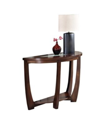 Steve Silver Rafael 45" Demilune Merlot Wood Sofa Table with Cracked Glass Insert