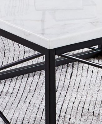 Steve Silver Skyler 22" Square Marble and Metal End Table