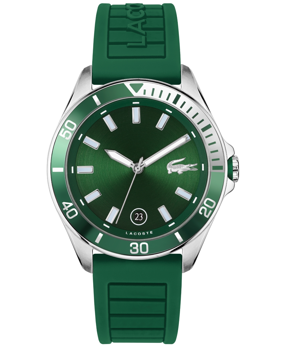 Shop Lacoste Men's Tiebreaker Green Silicone Strap Watch 43mm