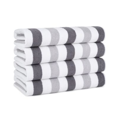Cabo Cabana Beach Towel (4-Pack, 30x70 in.), Soft Ringspun Cotton, Alternating Stripe Colors, Oversized Cabana Pool Towel