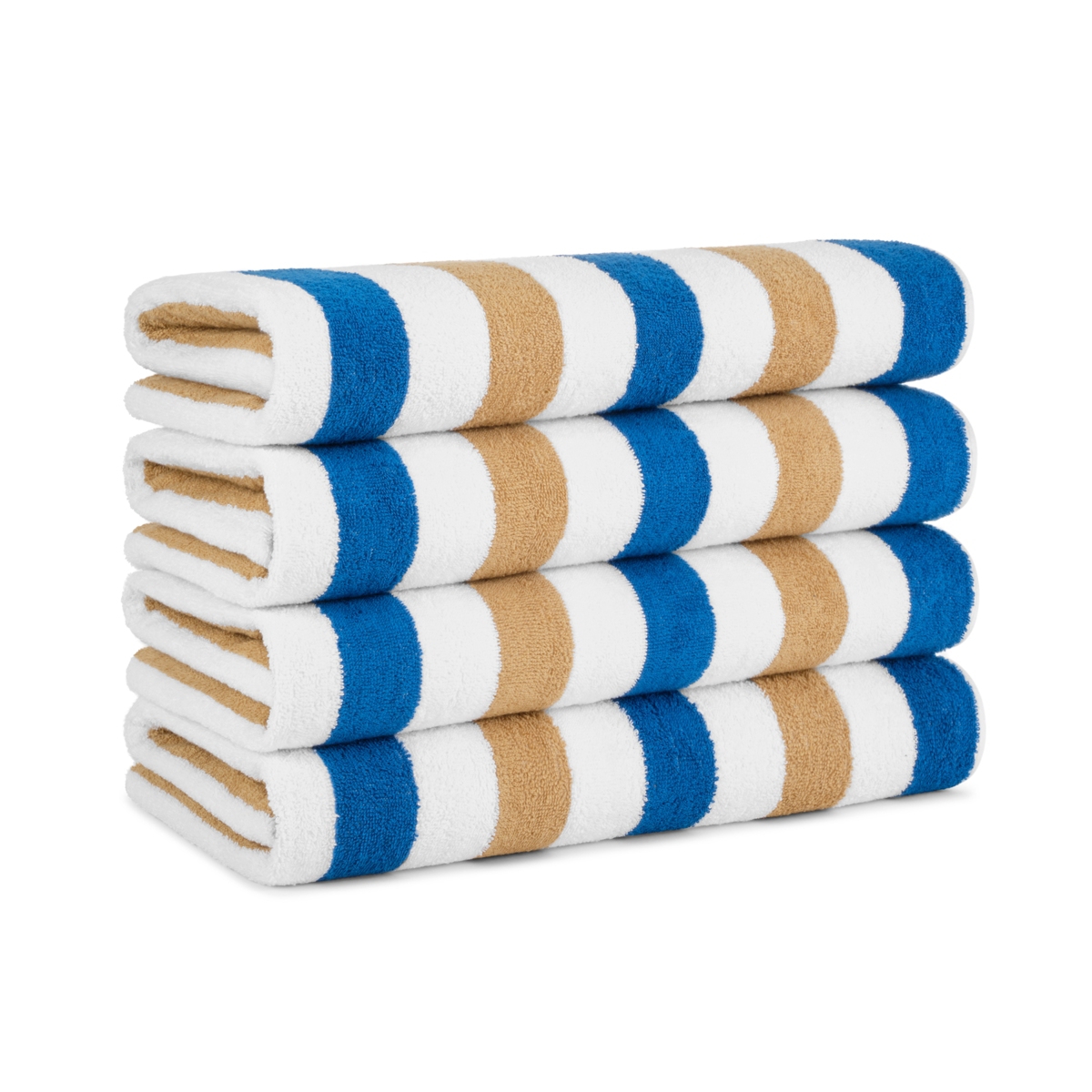 Arkwright Home Cabo Cabana Beach Towel (4-Pack, 30x70 in.), Soft Ringspun Cotton, Alternating Stripe Colors, Oversized Cabana Pool Towel -beige