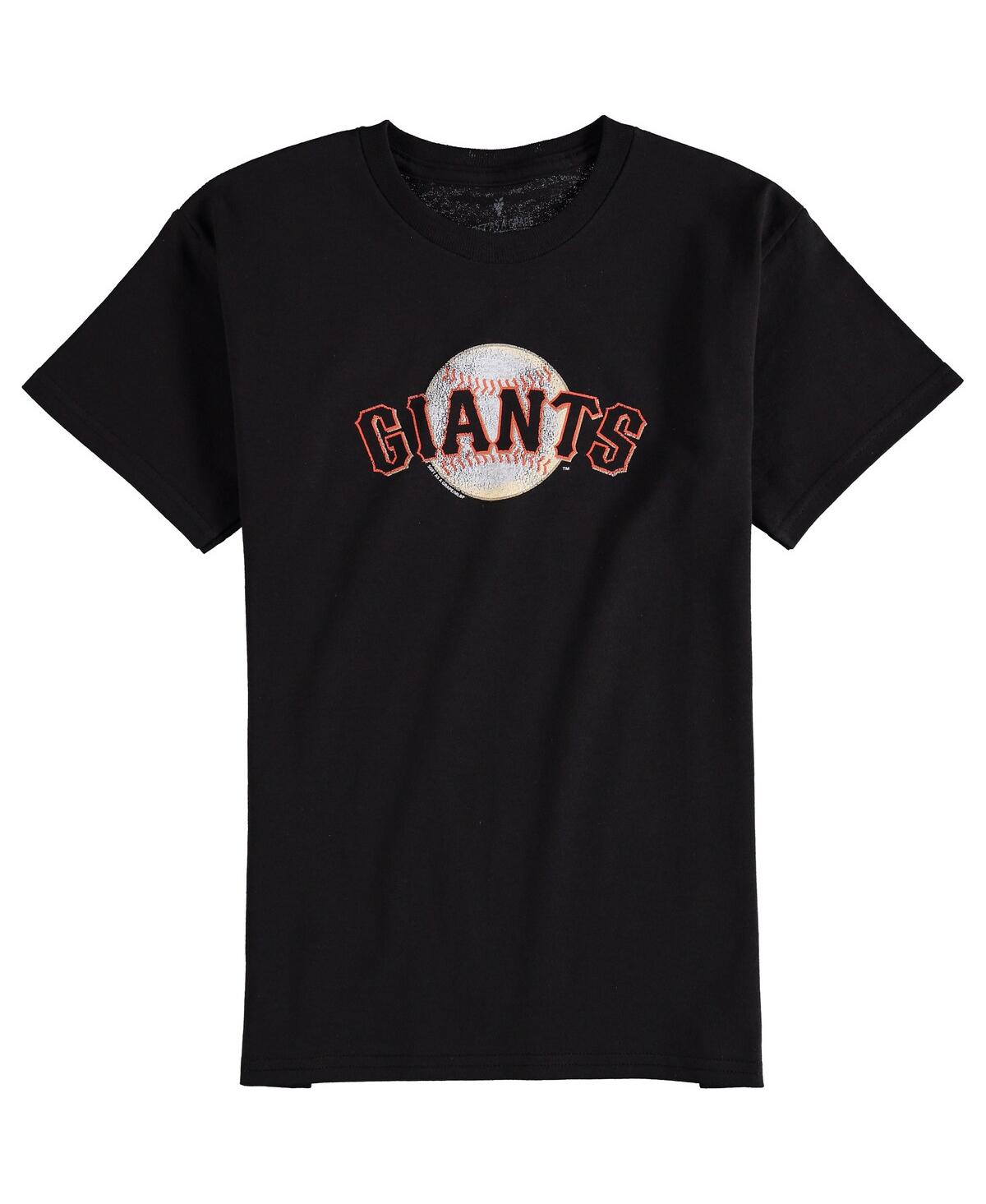 Soft As A Grape Kids' San Francisco Giants Big Boys And Girls Distressed Logo T-shirt In Black