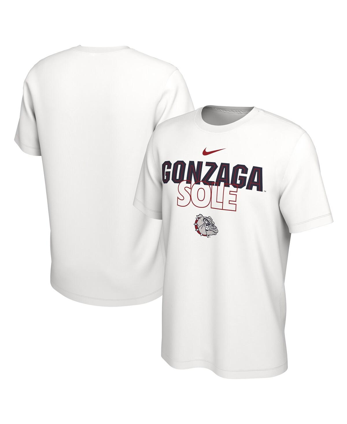 Shop Nike Men's  White Gonzaga Bulldogs On Court Bench T-shirt