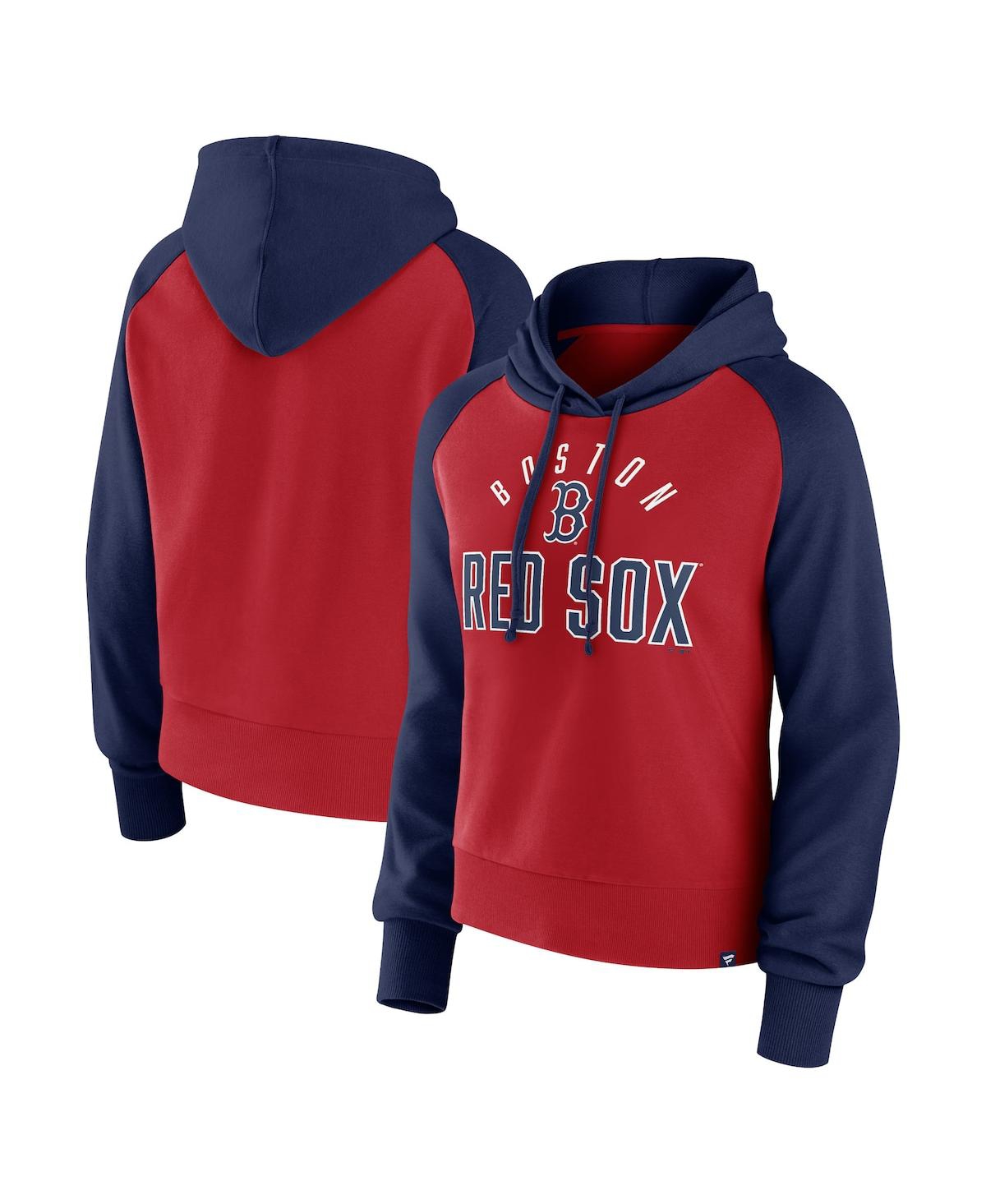 Shop Fanatics Women's  Navy, Red Boston Red Sox Pop Fly Pullover Hoodie In Navy,red