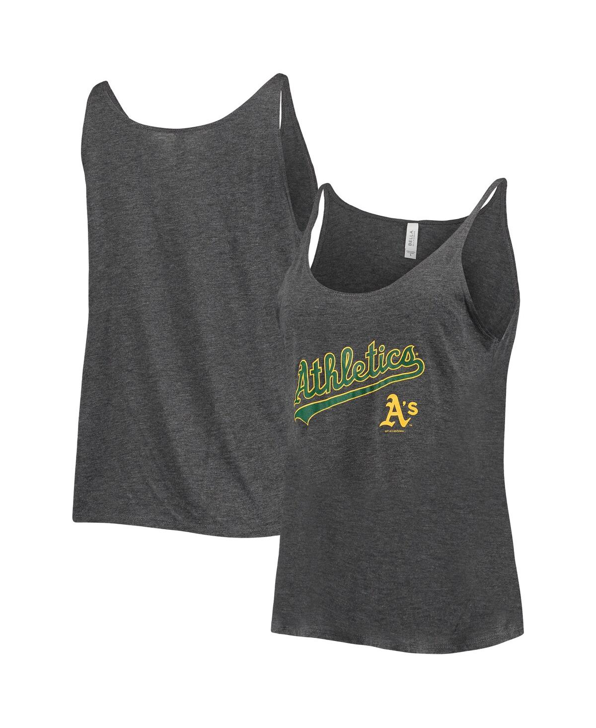 Women's Soft As A Grape Heathered Charcoal Oakland Athletics Slouchy Tank Top - Heathered Charcoal