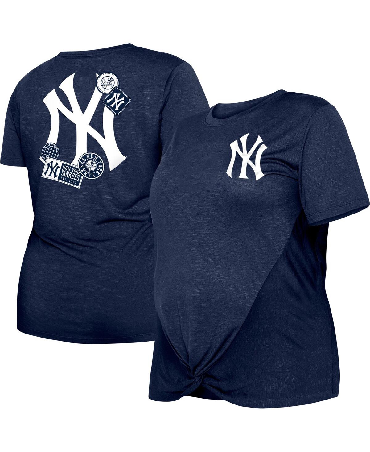 Shop New Era Women's  Navy New York Yankees Plus Size Two-hit Front Knot T-shirt