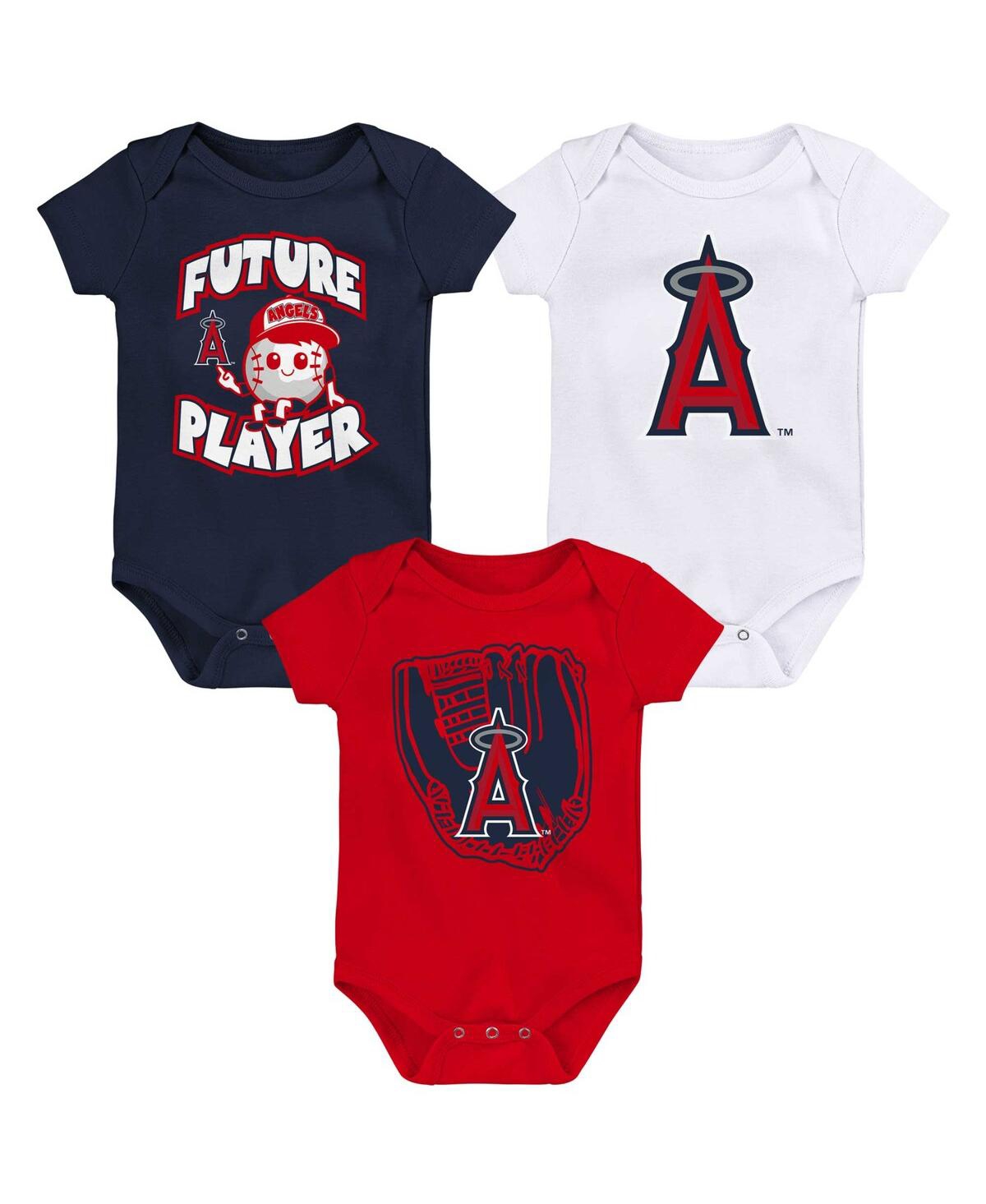 Shop Outerstuff Newborn And Infant Boys And Girls Navy, Red, White Los Angeles Angels Minor League Player Three-pack In Navy,red,white