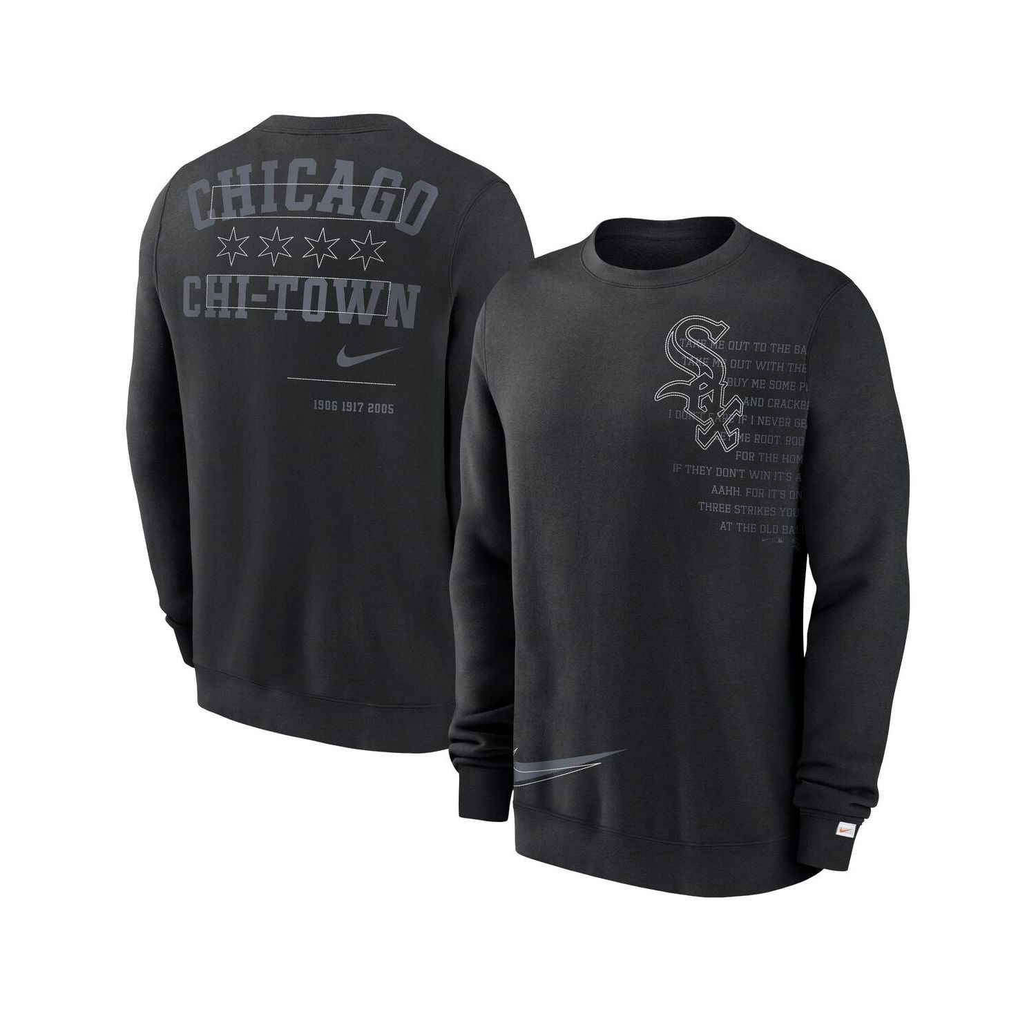 Men's Black Chicago White Sox Statement Ball Game Fleece Pullover Sweatshirt