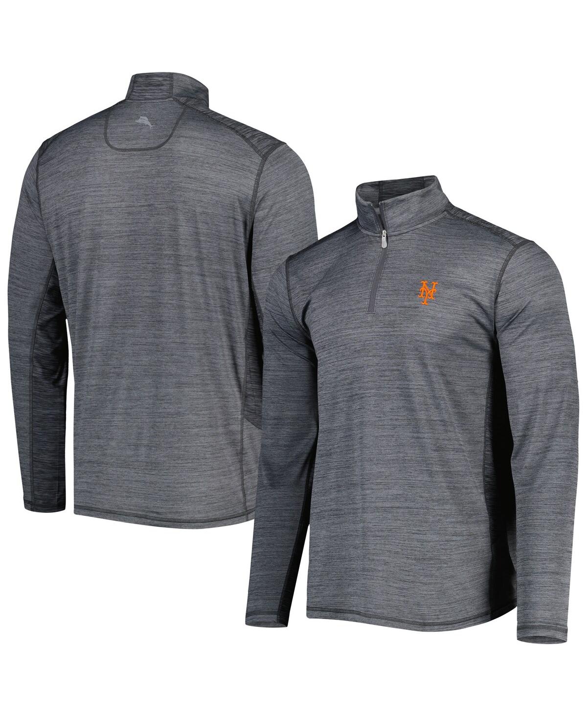 Tommy Bahama Gray New York Mets Delray Islandzone Half-zip Top In Gray