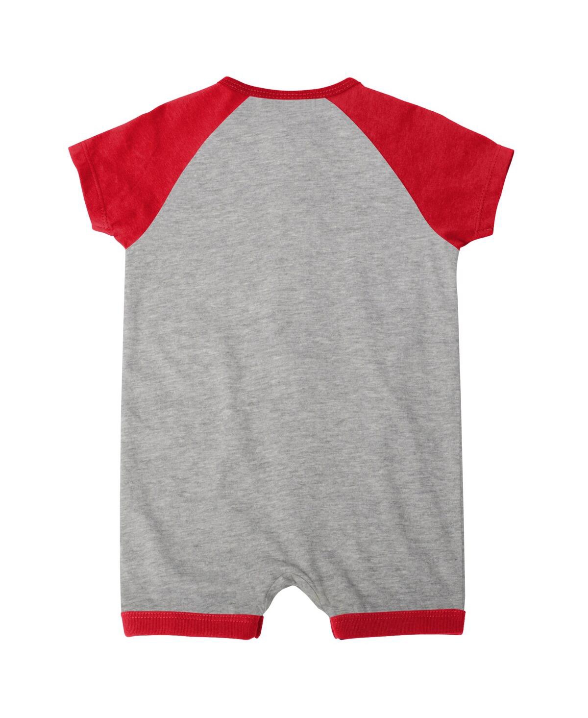 Shop Outerstuff Infant Boys And Girls Heather Gray Los Angeles Angels Extra Base Hit Raglan Full-snap Romper