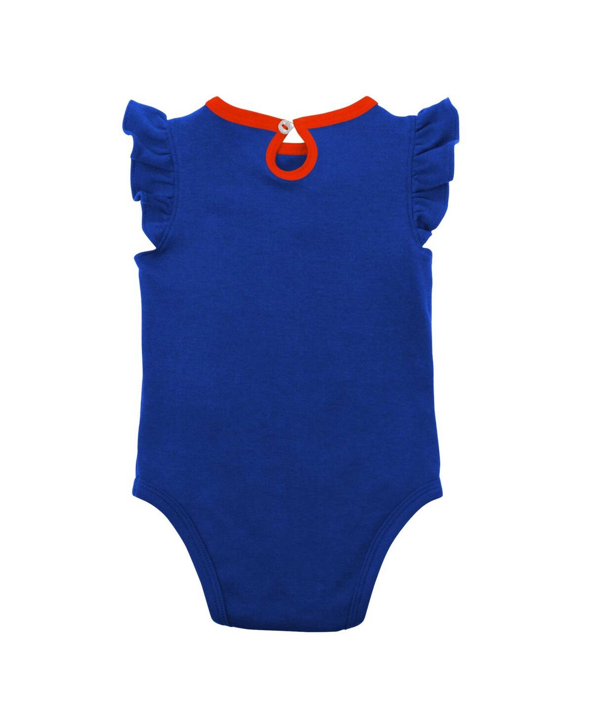 Outerstuff Newborn And Infant Boys And Girls Royal, Heather Gray New York Mets Little Fan Two-pack Bodysuit Set In Royal,heather Gray