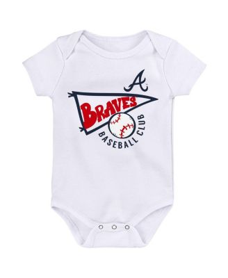 Newborn and Infant Boys and Girls Red, White, Heather Gray Atlanta Braves Biggest Little Fan 3-Pack Bodysuit Set