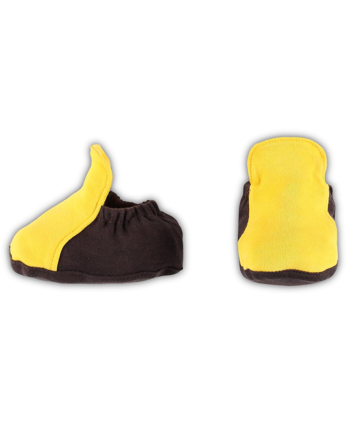 Newborn and Infant Boys and Girls Gold San Diego Padres Three-Piece Love of Baseball Bib Bodysuit and Booties Set - Gold
