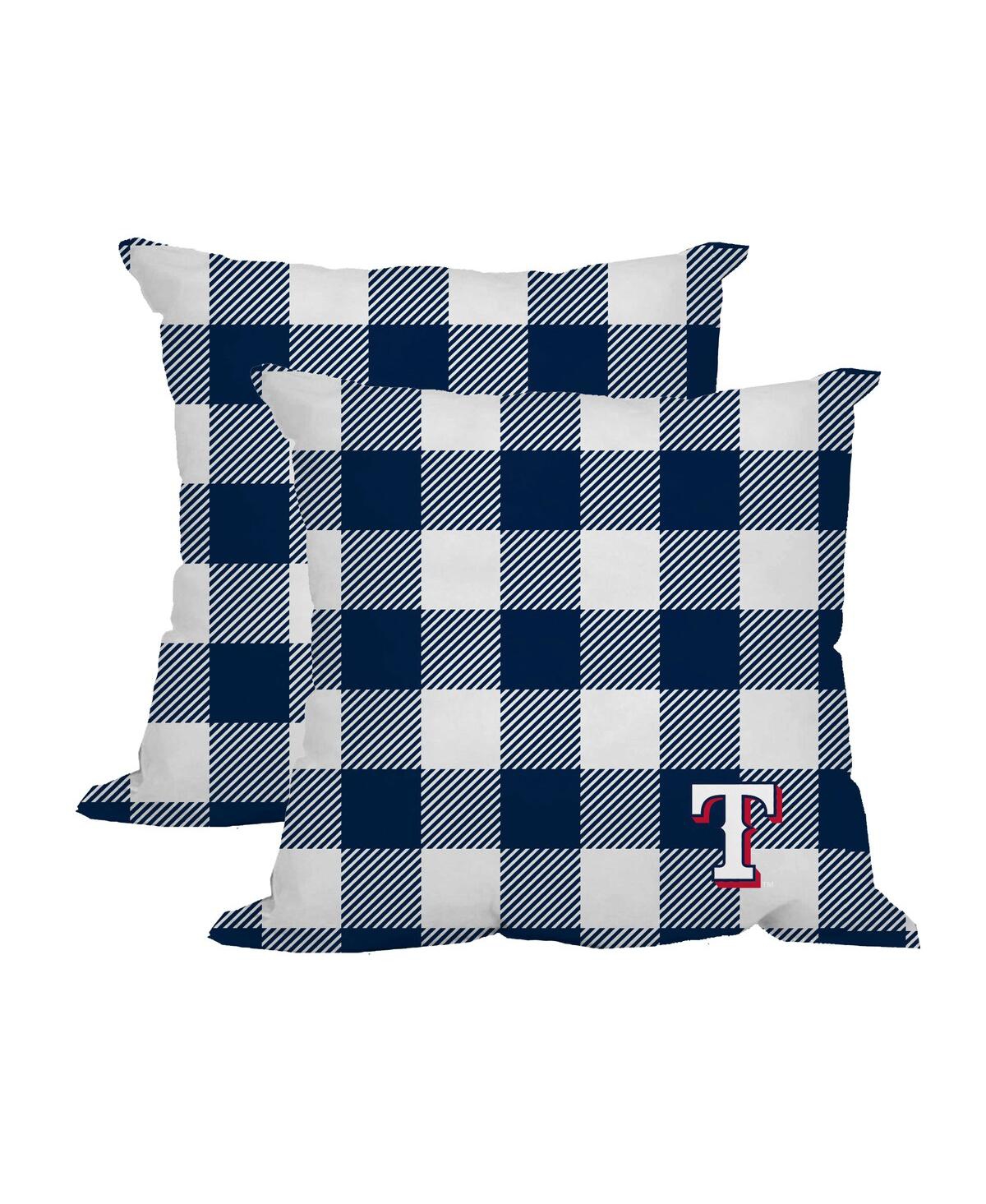 Logo Brands Texas Rangers 2-pack Buffalo Check Plaid Outdoor Pillow Set In Multi