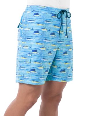 Men's Scribble Fish Drawstring 7" Surf Shorts