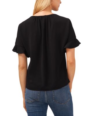 Women's Short Sleeve Drop Shoulder Wide Scoop Neck Blouse