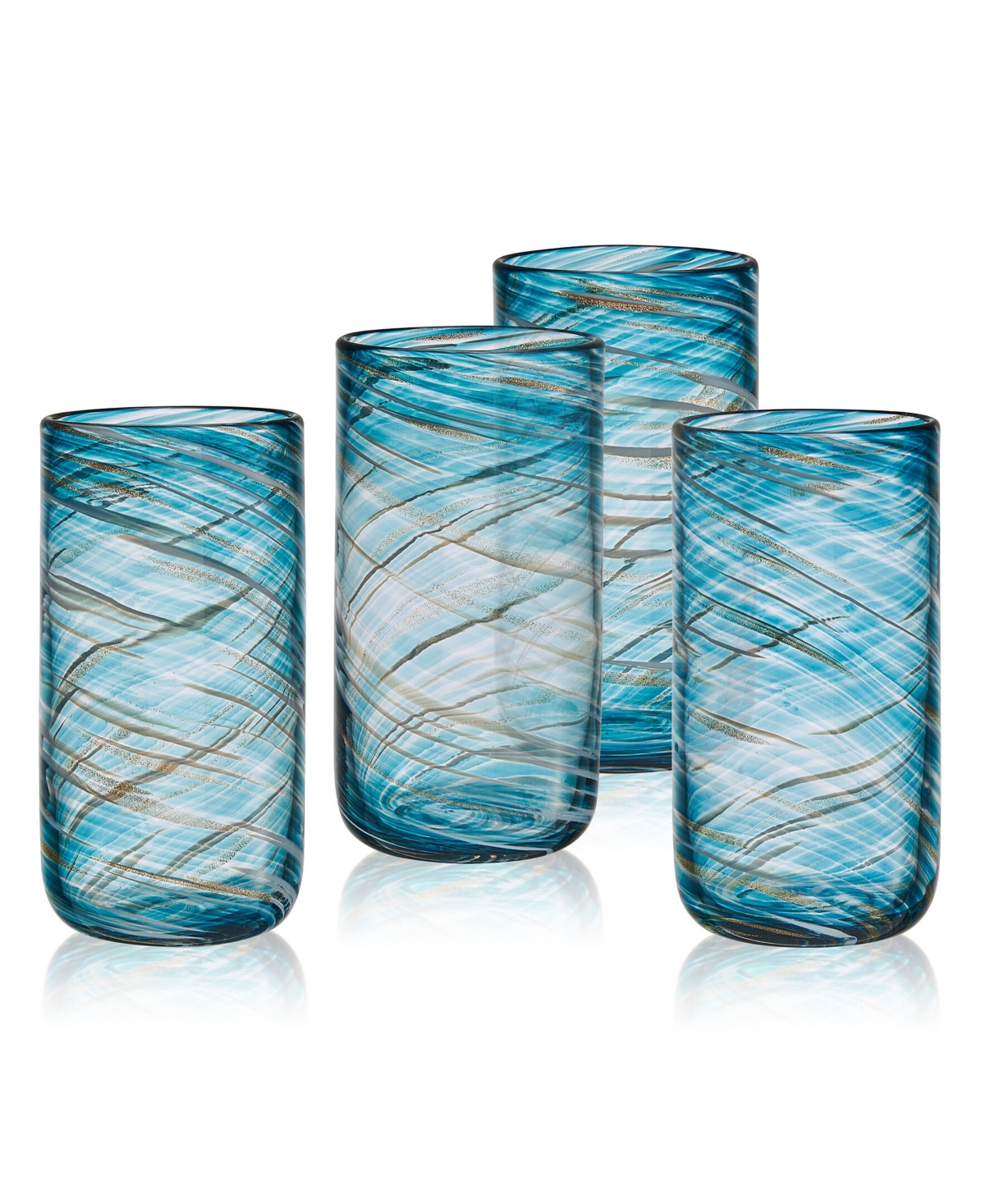 Mikasa Color Swirl 18 Ounce Highball Glass 4-piece Set In Blue