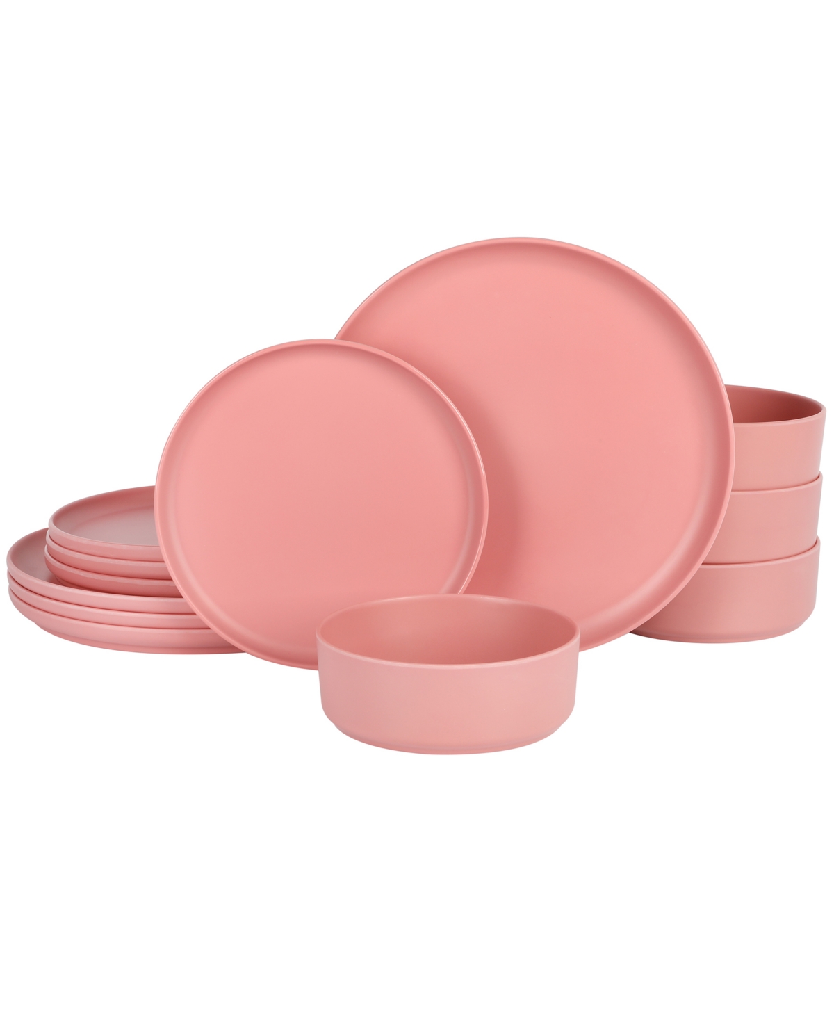 Gibson Canyon Crest Stackable Matte Melamine 12 Piece Set, Service For 4 In Rose Red