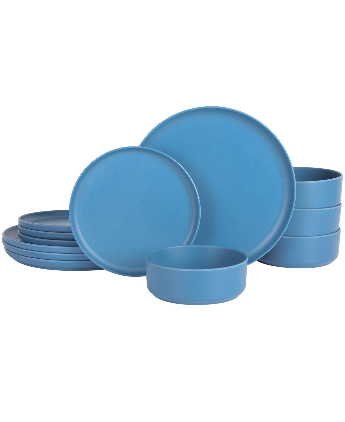 Gibson Canyon Crest Stackable Matte Melamine 12 Piece Set, Service For 4 In Blue