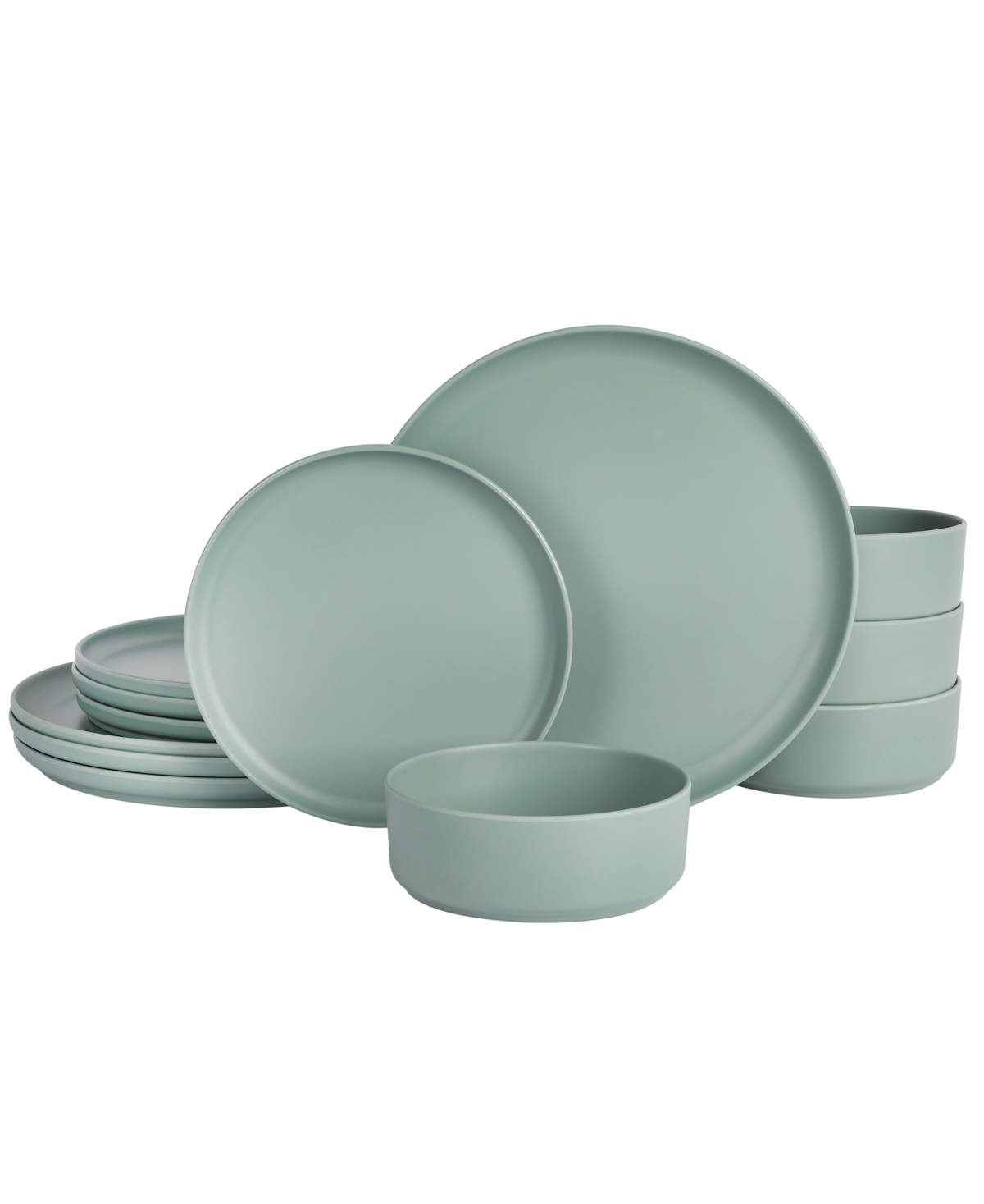 Gibson Canyon Crest Stackable Matte Melamine 12 Piece Set, Service For 4 In Sage Green