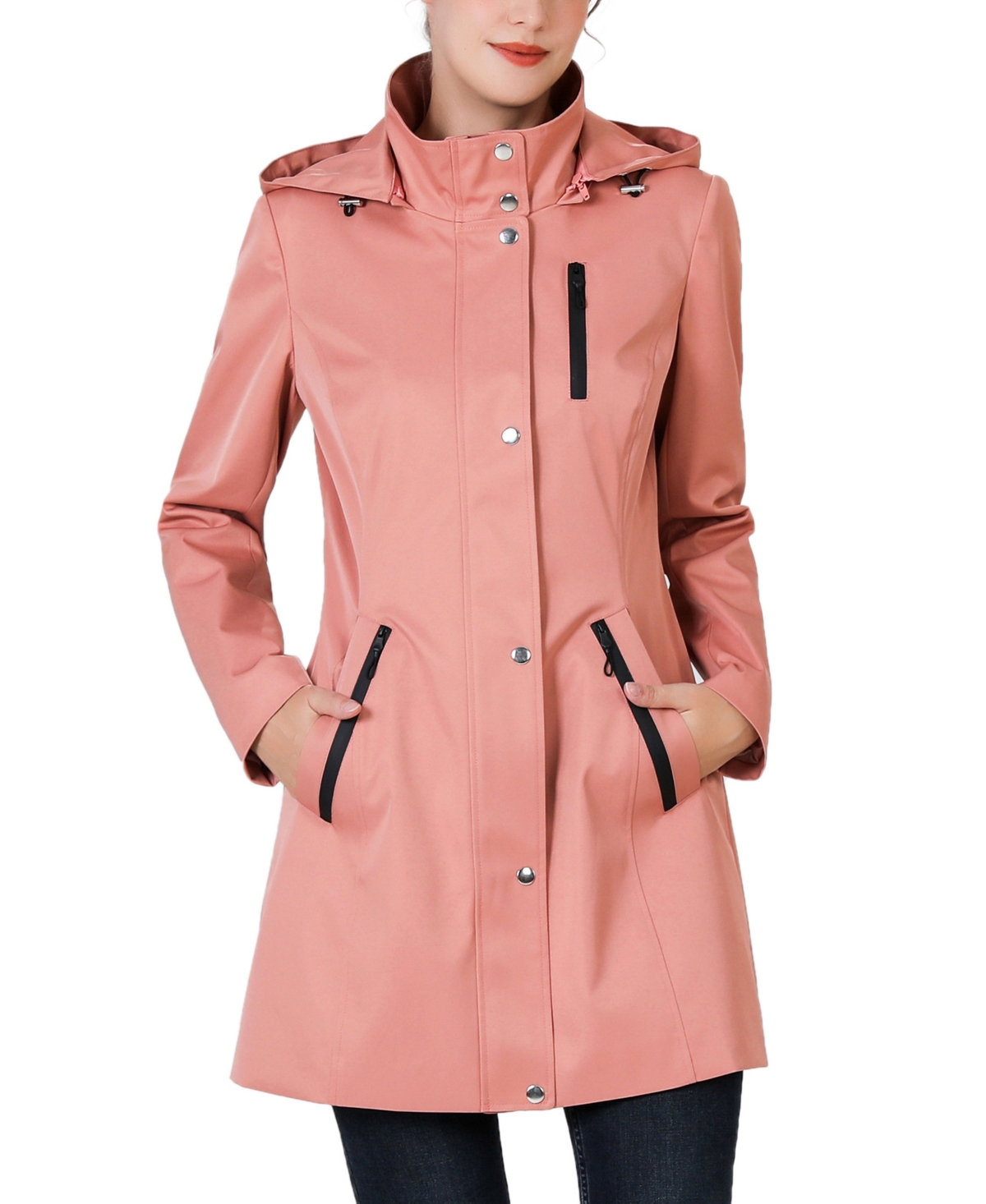 Kimi & Kai Women's Molly Water Resistant Hooded Anorak Jacket In Guava