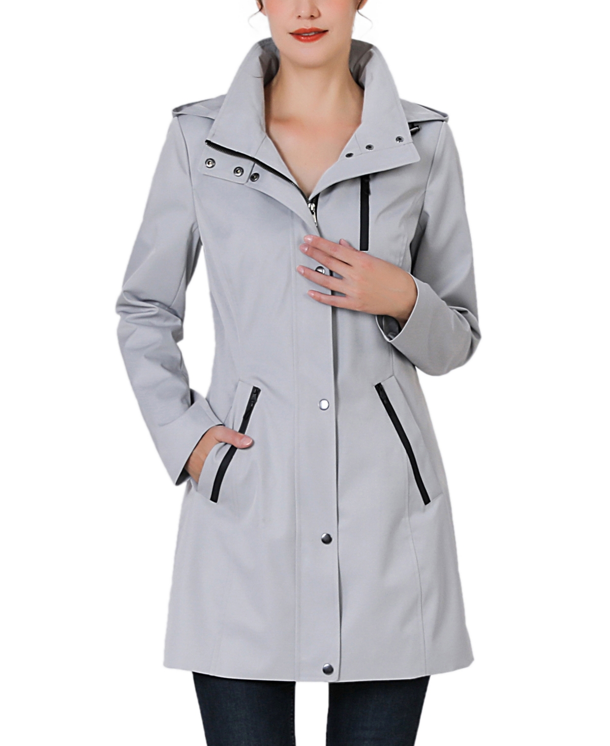 Kimi & Kai Women's Molly Water Resistant Hooded Anorak Jacket In Gray
