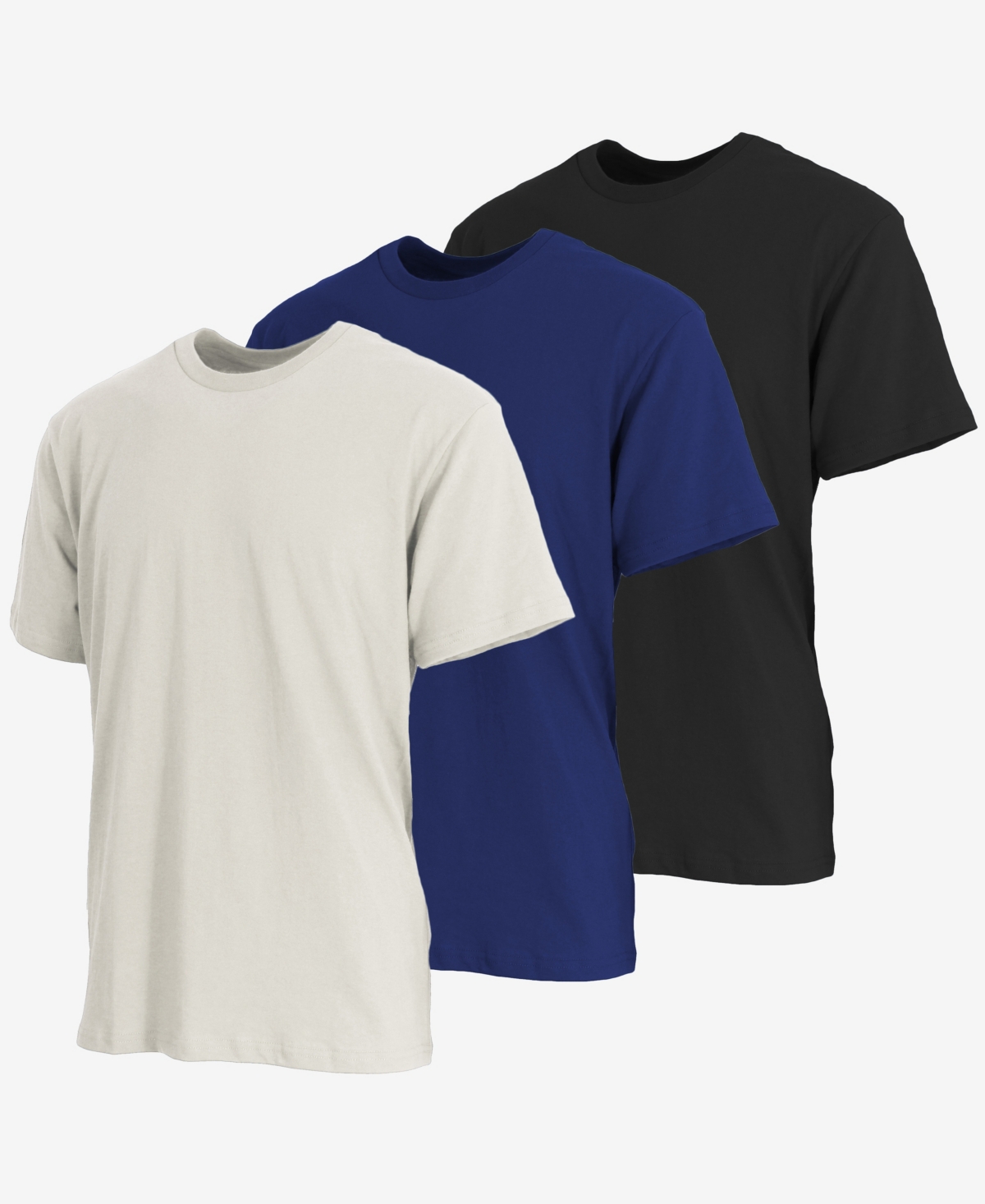 Men's Short Sleeve Crew Neck Classic T-shirt, Pack of 3 - Navy, Royal, White