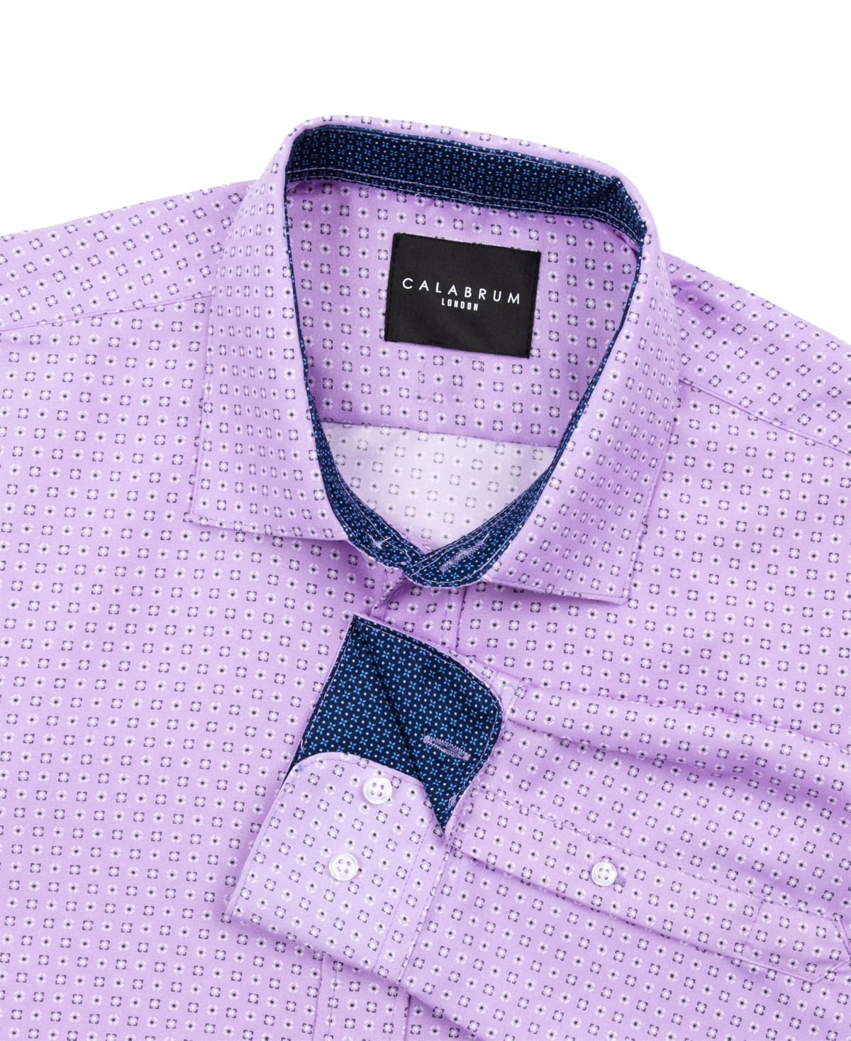 Calabrum Men's Regular Fit Micro Geo Print Wrinkle Free Performance Dress Shirt