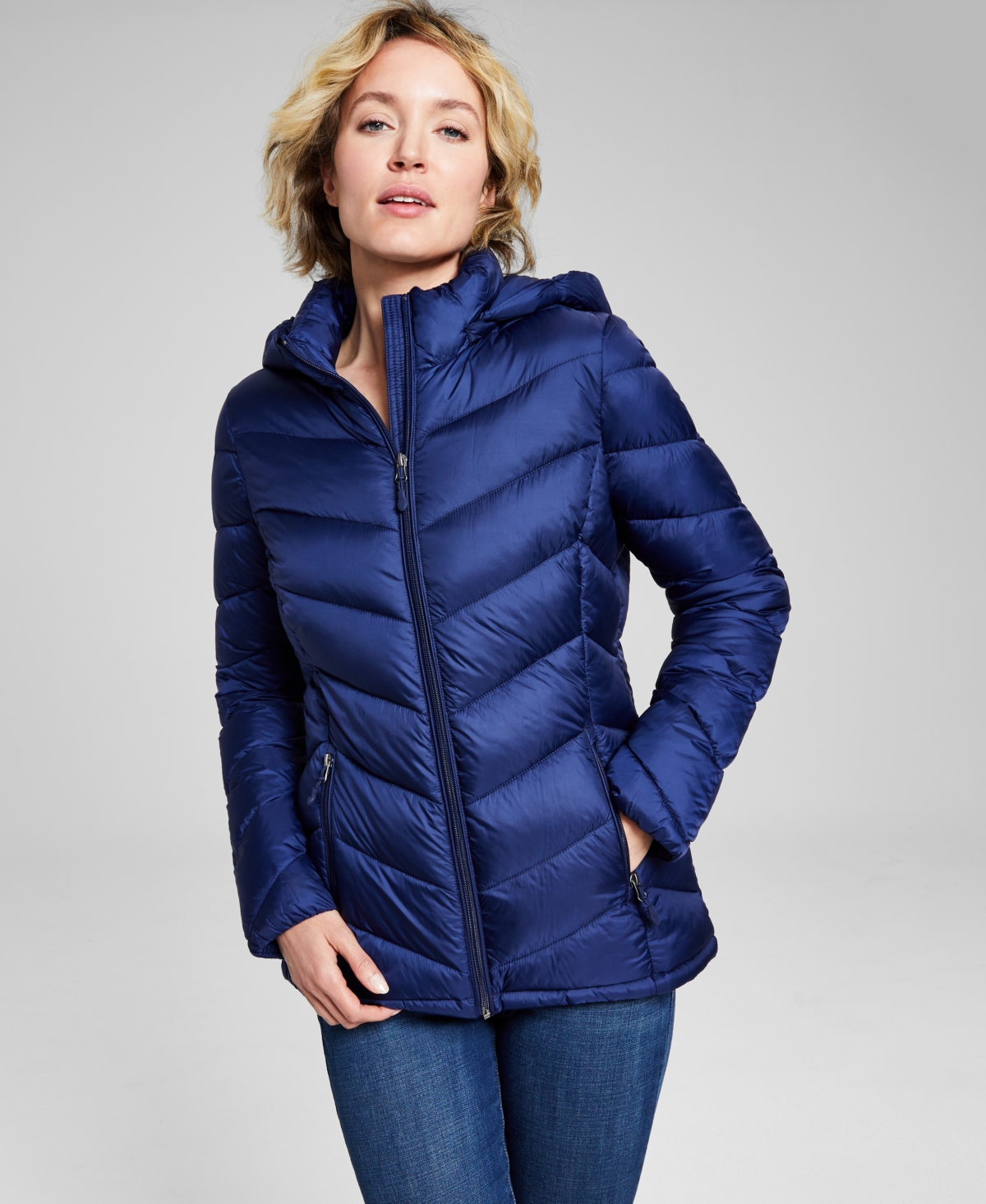 Women's Packable Hooded Puffer Coat, Created for Macy's - Black