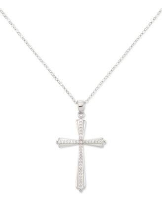 Crystal Cross 18" Pendant Necklace in 10k Gold