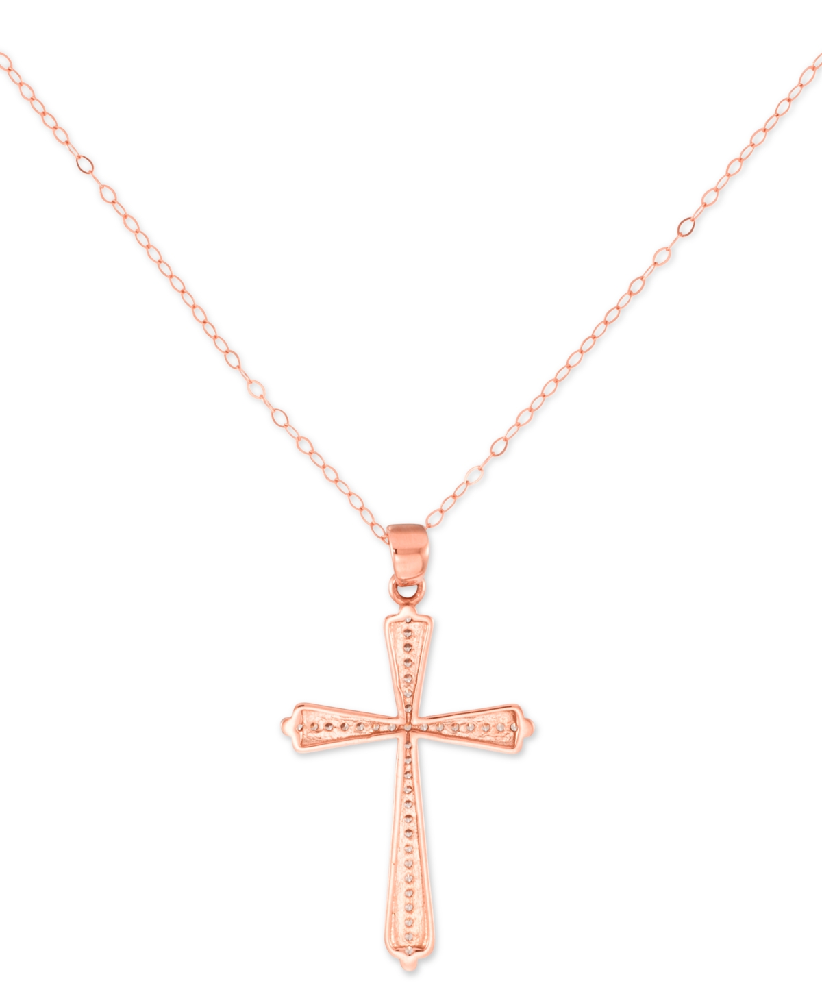 Macy's Crystal Cross 18" Pendant Necklace In 10k Gold In Rose Gold