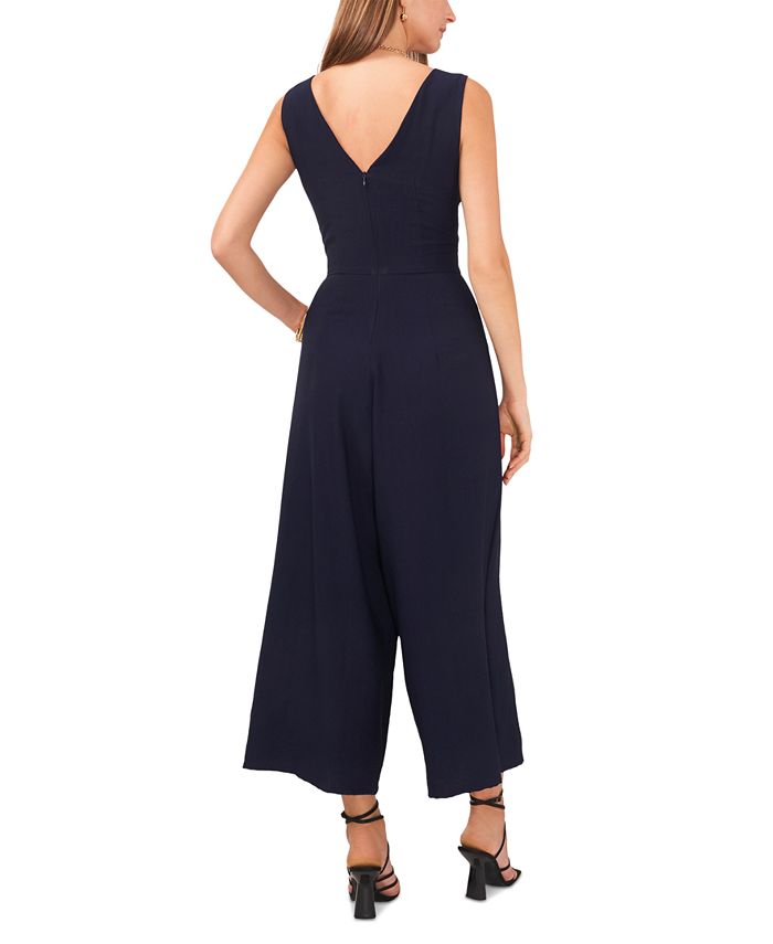 Vince Camuto Women's Sleeveless V-Neck Tie-Waist Jumpsuit - Macy's