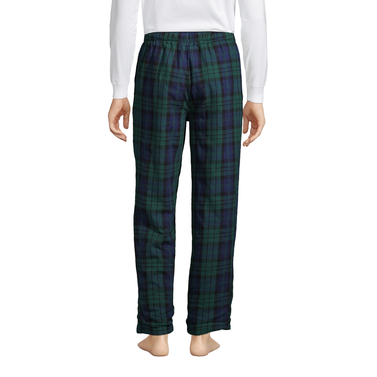 Lands' End Men's High Pile Fleece Lined Flannel Pajama Pants