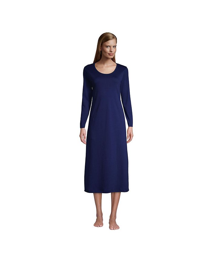 Lands' End Women's Supima Cotton Long Sleeve Midcalf Nightgown Macy's