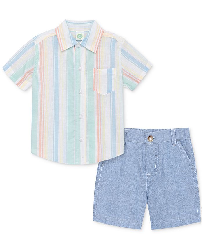 Little Me Baby Boys Button Down Shirt and Shorts, 2 Piece Set Macy's
