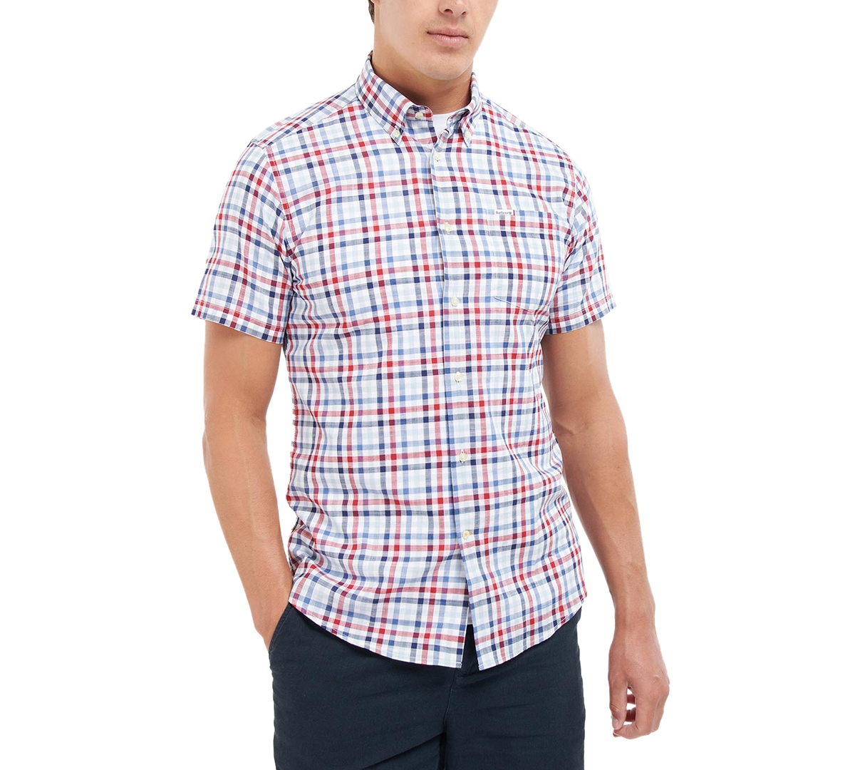 Barbour Kinson Tailored Fit Short Sleeve Button-down Shirt In Red